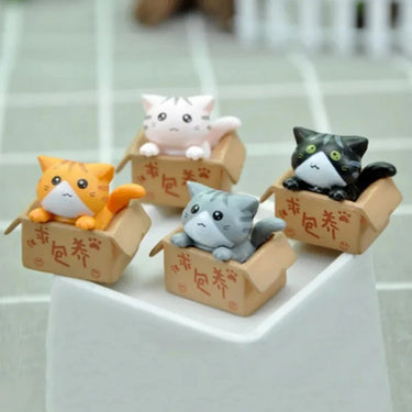 KittyNook Cat Co.’s Kawaii Cat Ornaments Delight—set of four mini kitten decor, ideal for baby rooms or cute displays.